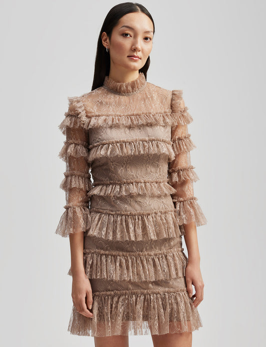 by malina mekko, beige mekko, häävieraan mekko, wedding guest look